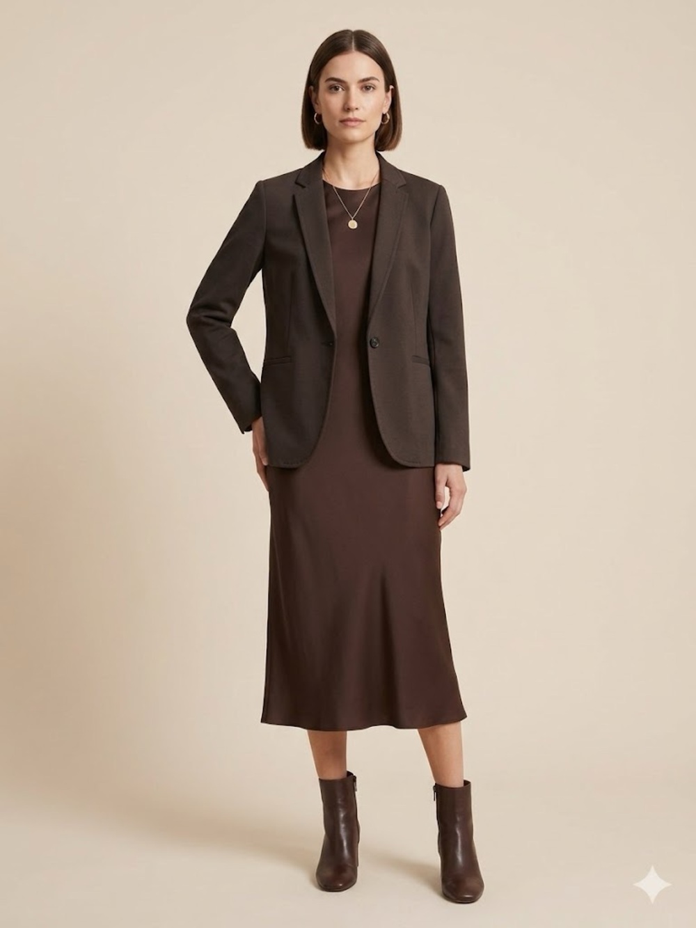 Theory Chocolate Brown Single-Button Blazer